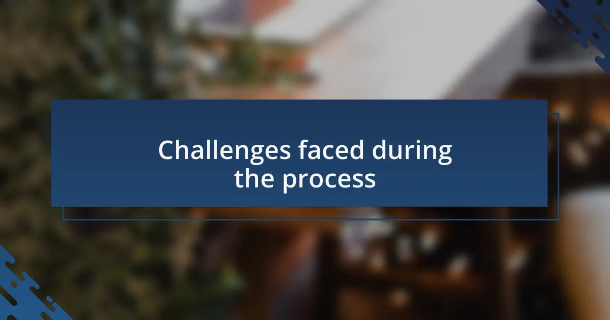 Challenges faced during the process