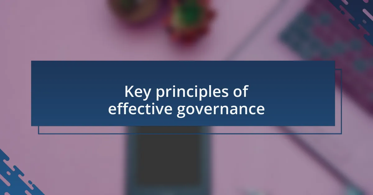 Key principles of effective governance
